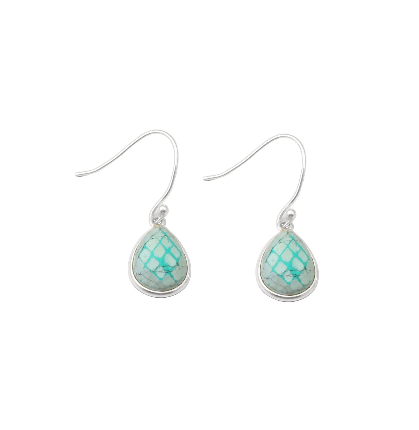 Teardrop Turquoise Gemstone Dangle 925 Sterling Silver Birthstone Earrings