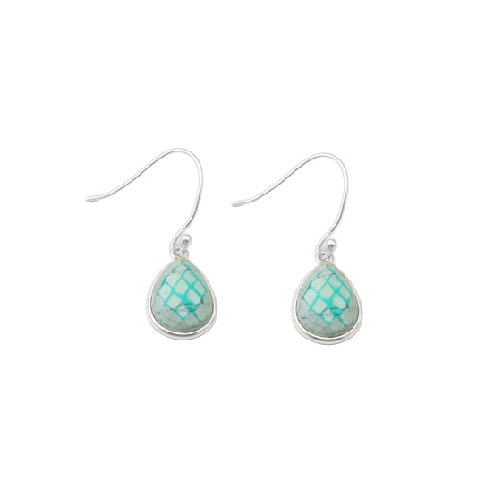 Teardrop Turquoise Gemstone Dangle 925 Sterling Silver Birthstone Earrings