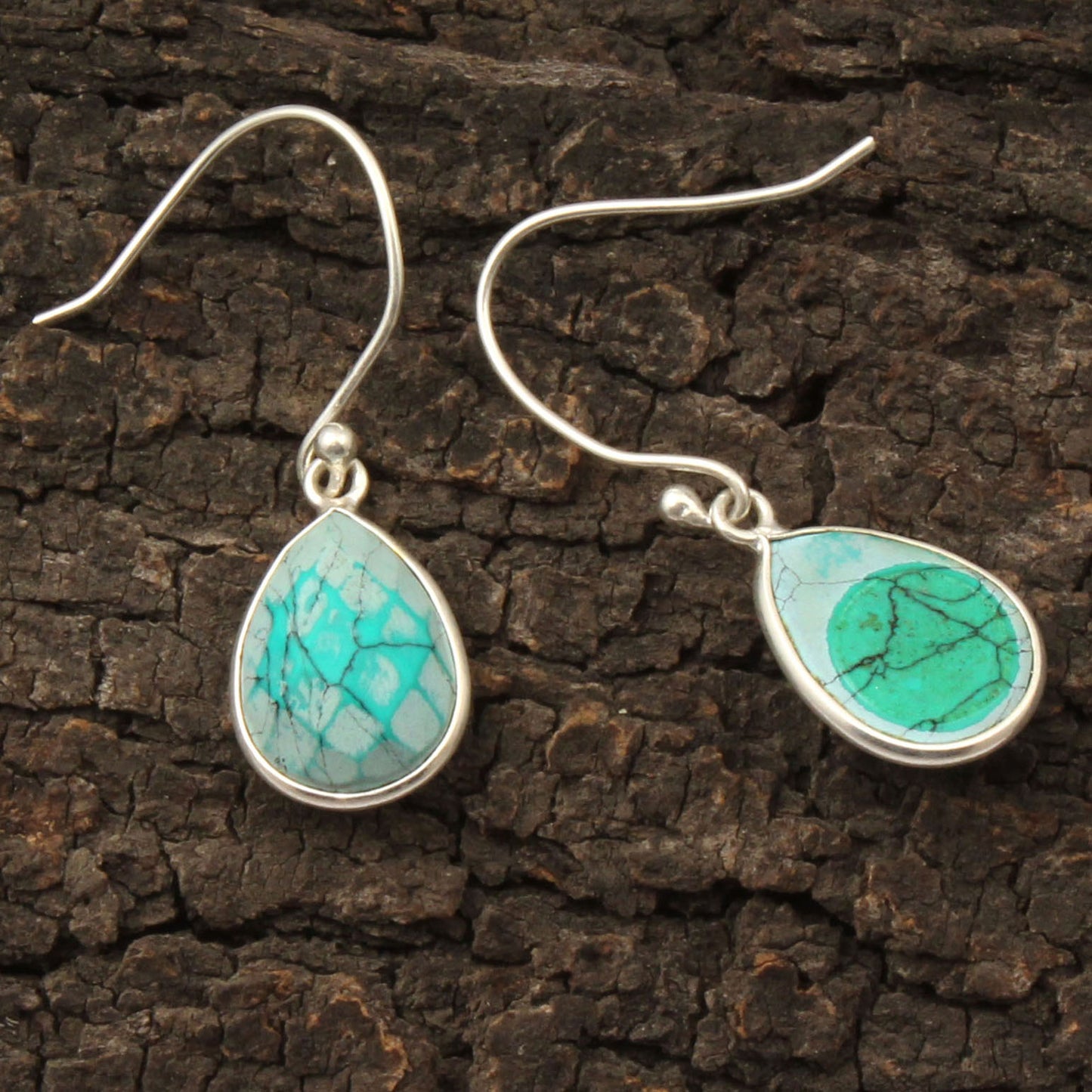 Teardrop Turquoise Gemstone Dangle 925 Sterling Silver Birthstone Earrings