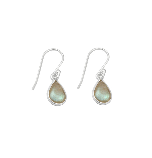 Natural Labradorite Pear Shape Earrings with 925 Sterling Silver