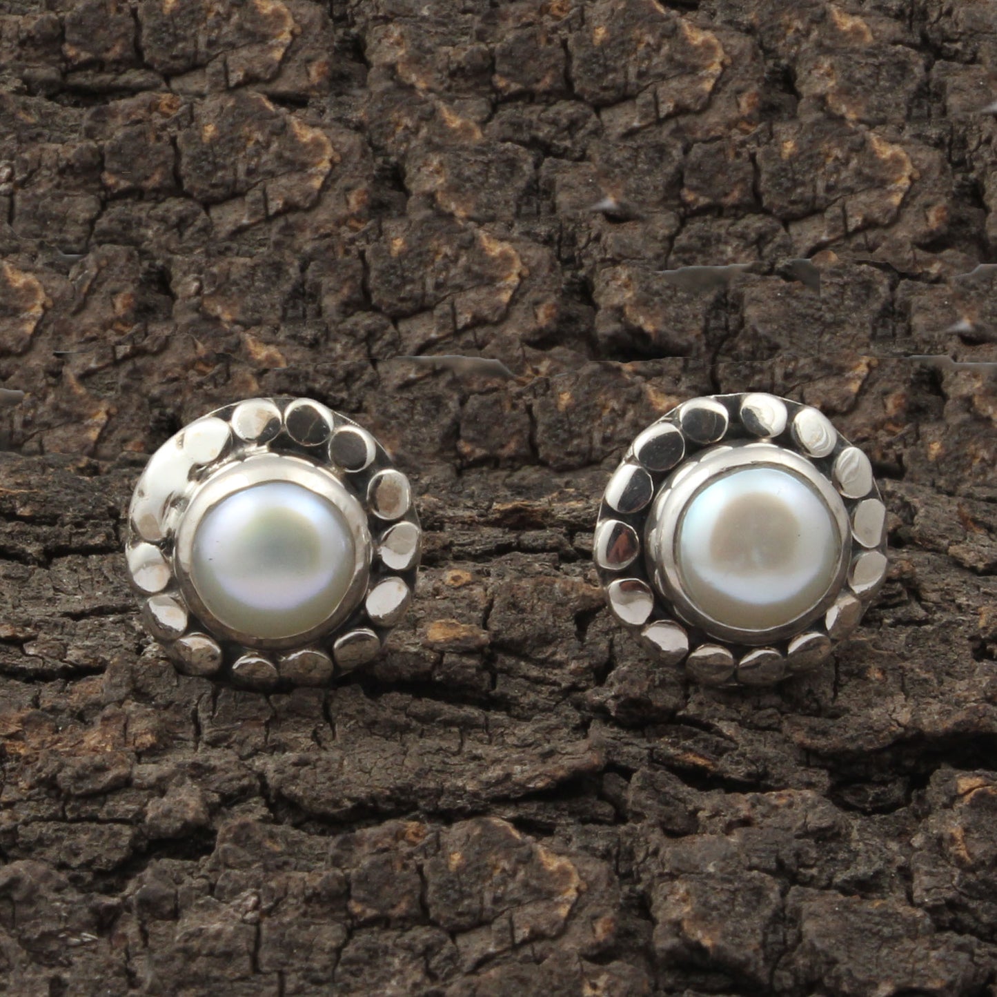 Freshwater Pearl Stud Earrings Boho 925 Sterling Silver Handmade Studs Jewelry