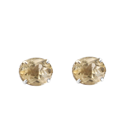 Natural Citrine Stud Earrings November Birthstone 925 Sterling Silver Handmade Jewelry