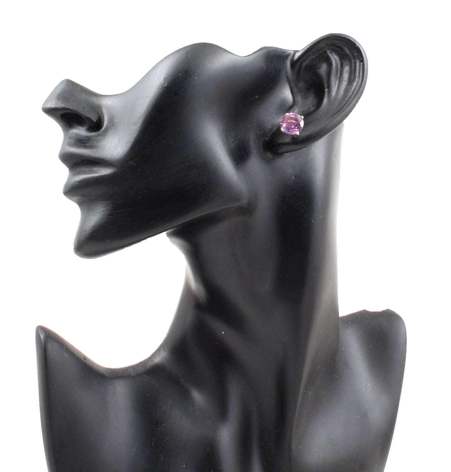 Amethyst Stud Prong Setting Earrings in 925 Sterling Silver Handmade Faceted Gemstone Jewelry