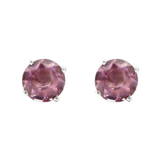 Amethyst Stud Prong Setting Earrings in 925 Sterling Silver Handmade Faceted Gemstone Jewelry