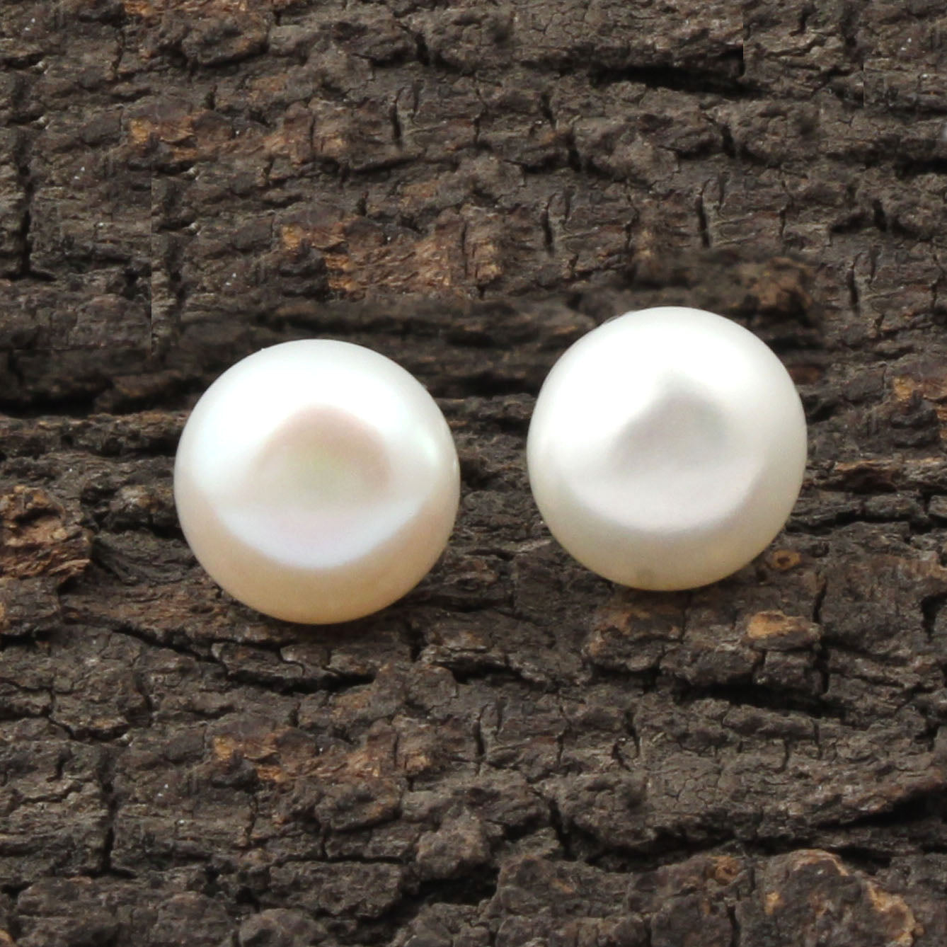 White Pearl Stud with 925 Sterling Silver Freshwater Pearl Earrings
