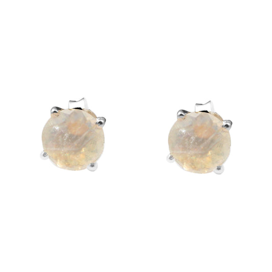 Rainbow Moonstone Stud Earrings Tiny 925 Sterling Silver Jewelry