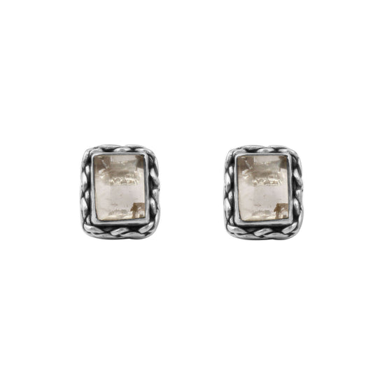 Crystal Quartz Stud Earrings Handmade 925 Sterling Silver Jewelry