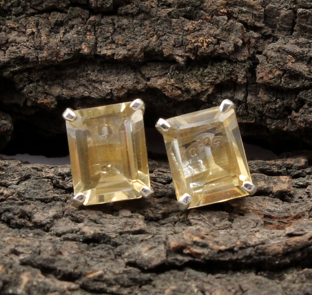Citrine Stud Prong Setting Earrings 925 Sterling Silver Handmade Jewelry