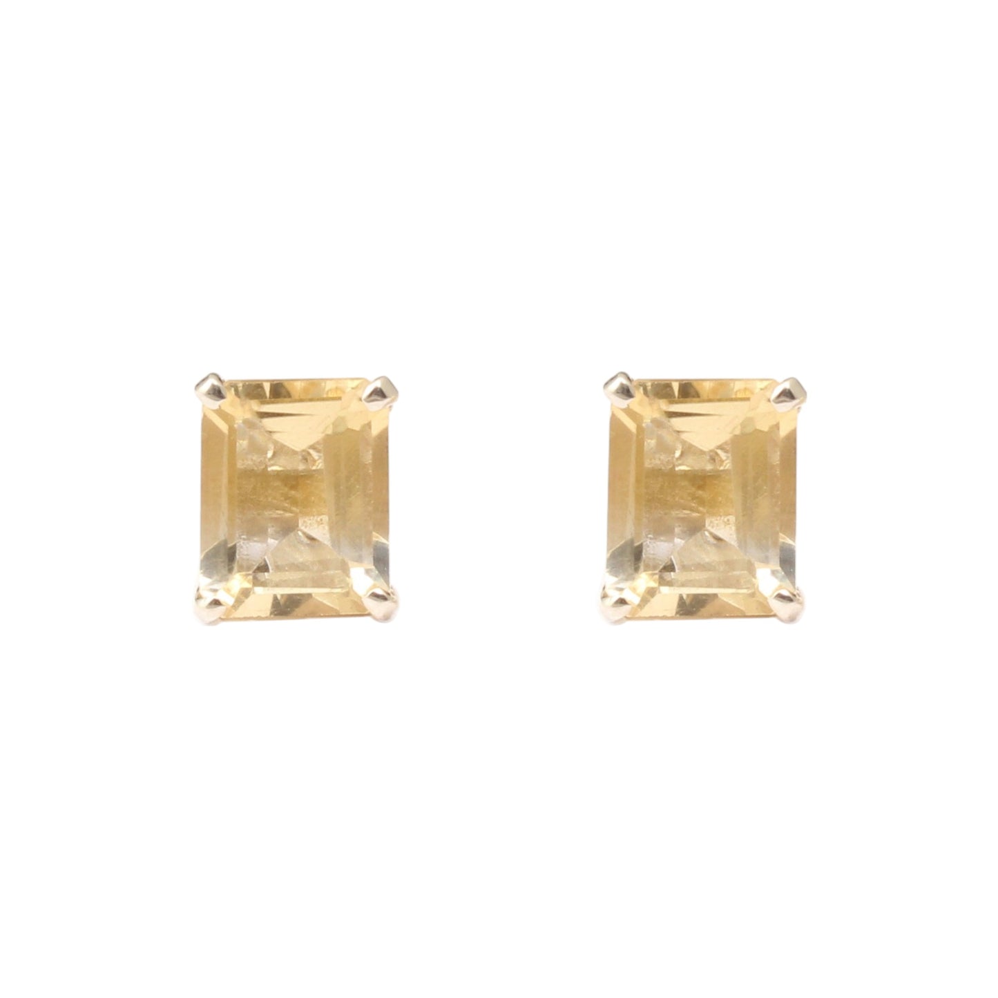 Citrine Stud Prong Setting Earrings 925 Sterling Silver Handmade Jewelry