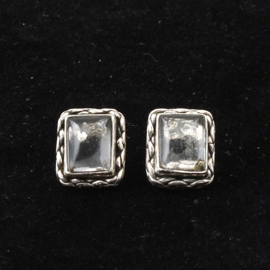 Crystal Quartz Stud Earrings Handmade 925 Sterling Silver Jewelry