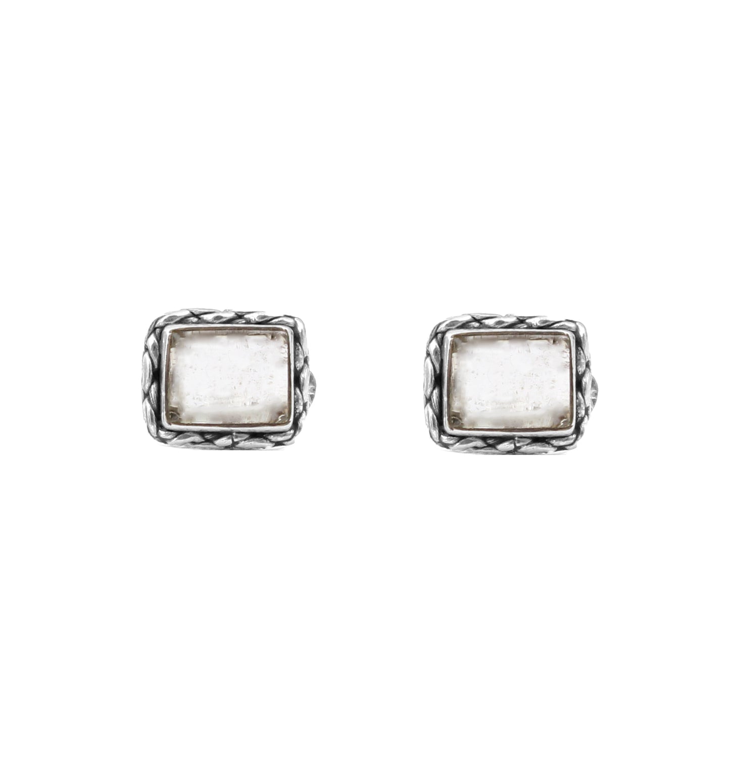 Crystal Quartz Stud Earrings Handmade 925 Sterling Silver Jewelry